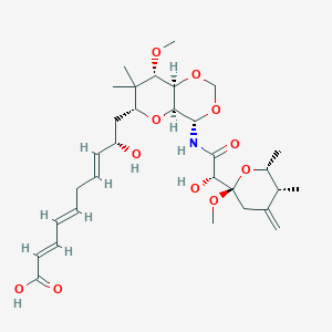 molecular formula C31H47NO11 B1261737 (2E,4E,7E,9S)-10-[(4S,4aS,6R,8S,8aR)-4-[[(2S)-2-hydroxy-2-[(2R,5R,6R)-2-methoxy-5,6-dimethyl-4-methylideneoxan-2-yl]acetyl]amino]-8-methoxy-7,7-dimethyl-4a,6,8,8a-tetrahydro-4H-pyrano[3,2-d][1,3]dioxin-6-yl]-9-hydroxydeca-2,4,7-trienoic acid 