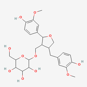 molecular formula C26H34O11 B1261741 2-[[2-(4-Hydroxy-3-methoxyphenyl)-4-[(4-hydroxy-3-methoxyphenyl)methyl]oxolan-3-yl]methoxy]-6-(hydroxymethyl)oxane-3,4,5-triol 