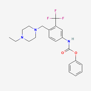 molecular formula C21H24F3N3O2 B12617946 Carbamic acid, N-[4-[(4-ethyl-1-piperazinyl)methyl]-3-(trifluoromethyl)phenyl]-, phenyl ester 