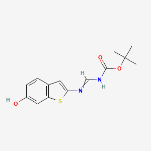 molecular formula C14H16N2O3S B12618057 Carbamic acid, N-[(6-hydroxybenzo[b]thien-2-yl)iminomethyl]-, 1,1-dimethylethyl ester 