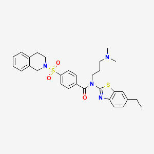 molecular formula C30H34N4O3S2 B1261808 4-(3,4-dihydro-1H-isoquinolin-2-ylsulfonyl)-N-[3-(dimethylamino)propyl]-N-(6-ethyl-1,3-benzothiazol-2-yl)benzamide 