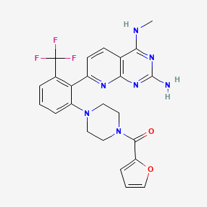molecular formula C24H22F3N7O2 B12618126 Methanone, [4-[2-[2-amino-4-(methylamino)pyrido[2,3-d]pyrimidin-7-yl]-3-(trifluoromethyl)phenyl]-1-piperazinyl]-2-furanyl- 