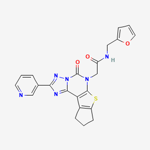 molecular formula C22H18N6O3S B12618189 N-(furan-2-ylmethyl)-2-(5-oxo-2-(pyridin-3-yl)-9,10-dihydro-5H-cyclopenta[4,5]thieno[3,2-e][1,2,4]triazolo[1,5-c]pyrimidin-6(8H)-yl)acetamide 