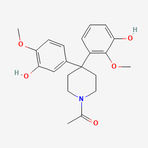 molecular formula C21H25NO5 B1261832 1-[4-(3-Hydroxy-2-methoxyphenyl)-4-(3-hydroxy-4-methoxyphenyl)-1-piperidinyl]ethanone 