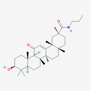 molecular formula C34H55NO3 B12618361 (2S,4aS,6aR,6aS,6bR,8aR,10S,12aS,14bR)-10-hydroxy-2,4a,6a,6b,9,9,12a,14b-octamethyl-13-oxo-N-propyl-1,3,4,5,6,6a,7,8,8a,10,11,12-dodecahydropicene-2-carboxamide 