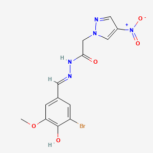 molecular formula C13H12BrN5O5 B12618621 N-[(E)-(3-bromo-4-hydroxy-5-methoxyphenyl)methylideneamino]-2-(4-nitropyrazol-1-yl)acetamide 