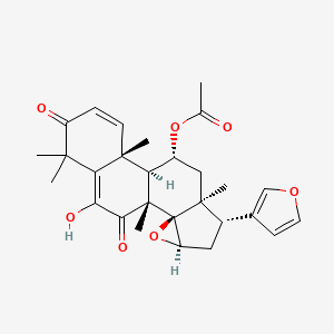 molecular formula C28H32O7 B1261871 [(1R,2R,4R,6S,7S,9R,10R,11R)-6-(呋喃-3-基)-17-羟基-1,7,11,15,15-五甲基-14,18-二氧-3-氧杂五环[8.8.0.02,4.02,7.011,16]十八-12,16-二烯-9-基] 乙酸酯 