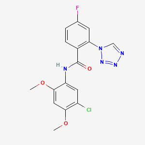 molecular formula C16H13ClFN5O3 B12618997 N-(5-chloro-2,4-dimethoxyphenyl)-4-fluoro-2-(1H-tetrazol-1-yl)benzamide 