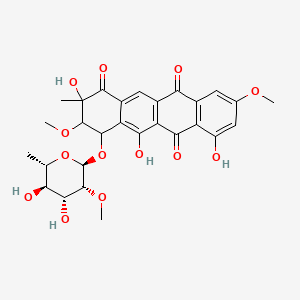 molecular formula C28H30O13 B1261908 4-[(2S,3R,4R,5R,6S)-4,5-dihydroxy-3-methoxy-6-methyloxan-2-yl]oxy-2,5,7-trihydroxy-3,9-dimethoxy-2-methyl-3,4-dihydrotetracene-1,6,11-trione 
