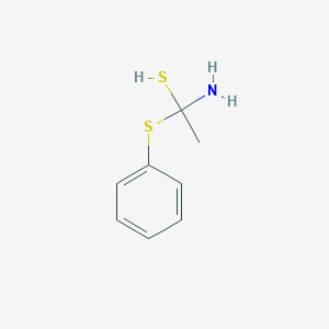 molecular formula C8H11NS2 B12619377 1-Amino-1-(phenylsulfanyl)ethane-1-thiol CAS No. 918139-35-2
