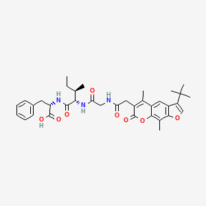 molecular formula C36H43N3O8 B12619769 N-[(3-tert-butyl-5,9-dimethyl-7-oxo-7H-furo[3,2-g]chromen-6-yl)acetyl]glycyl-L-isoleucyl-L-phenylalanine 