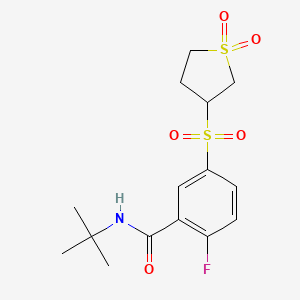 molecular formula C15H20FNO5S2 B12619944 N-tert-butyl-5-[(1,1-dioxidotetrahydrothiophen-3-yl)sulfonyl]-2-fluorobenzamide 