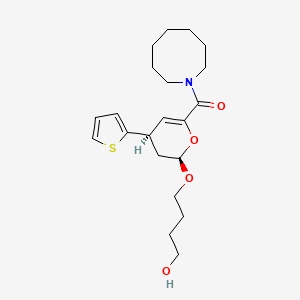 molecular formula C21H31NO4S B1262017 1-azocanyl-[(2R,4R)-2-(4-hydroxybutoxy)-4-thiophen-2-yl-3,4-dihydro-2H-pyran-6-yl]methanone 