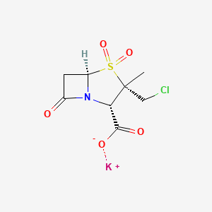 molecular formula C8H9ClKNO5S B1262022 potassium;(2S,3S,5R)-3-(chloromethyl)-3-methyl-4,4,7-trioxo-4λ6-thia-1-azabicyclo[3.2.0]heptane-2-carboxylate CAS No. 79634-05-2