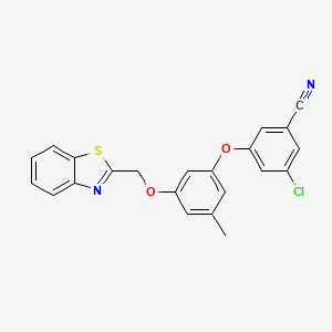 molecular formula C22H15ClN2O2S B12620495 Benzonitrile, 3-[3-(2-benzothiazolylmethoxy)-5-methylphenoxy]-5-chloro- CAS No. 920035-49-0
