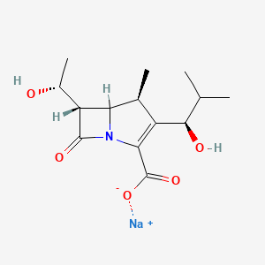 molecular formula C14H20NNaO5 B1262061 sodium;(4S,6S)-6-[(1R)-1-hydroxyethyl]-3-[(1R)-1-hydroxy-2-methylpropyl]-4-methyl-7-oxo-1-azabicyclo[3.2.0]hept-2-ene-2-carboxylate 