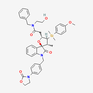 molecular formula C42H47N3O7Si B1262064 N-(2-hydroxyethyl)-2-[(2'R,3R,3'S,4'R)-3'-[(4-methoxyphenyl)-dimethylsilyl]-4'-methyl-2-oxo-1-[[4-(2-oxo-3-oxazolidinyl)phenyl]methyl]-2'-spiro[indole-3,5'-oxolane]yl]-N-(phenylmethyl)acetamide 