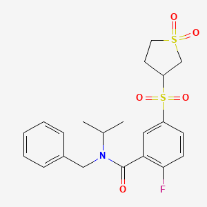 molecular formula C21H24FNO5S2 B12620659 N-benzyl-5-[(1,1-dioxidotetrahydrothiophen-3-yl)sulfonyl]-2-fluoro-N-(propan-2-yl)benzamide 