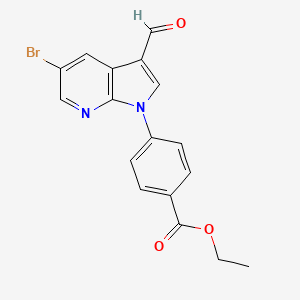 molecular formula C17H13BrN2O3 B12621111 Benzoic acid, 4-(5-bromo-3-formyl-1H-pyrrolo[2,3-b]pyridin-1-yl)-, ethyl ester 