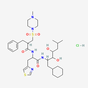 molecular formula C35H56ClN5O6S2 B1262114 2-benzyl-N-[1-[(1-cyclohexyl-3,4-dihydroxy-6-methylheptan-2-yl)amino]-1-oxo-3-(1,3-thiazol-4-yl)propan-2-yl]-3-(4-methylpiperazin-1-yl)sulfonylpropanamide;hydrochloride 