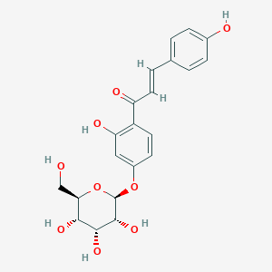 molecular formula C21H22O9 B1262115 (E)-3-(4-hydroxyphenyl)-1-[2-hydroxy-4-[(2S,3R,4R,5S,6R)-3,4,5-trihydroxy-6-(hydroxymethyl)oxan-2-yl]oxyphenyl]prop-2-en-1-one 
