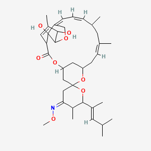 molecular formula C37H53NO8 B1262133 (4'Z,10Z,14Z,16Z)-21,24-dihydroxy-4'-methoxyimino-5',11,13,22-tetramethyl-6'-[(E)-4-methylpent-2-en-2-yl]spiro[3,7,19-trioxatetracyclo[15.6.1.14,8.020,24]pentacosa-10,14,16,22-tetraene-6,2'-oxane]-2-one 