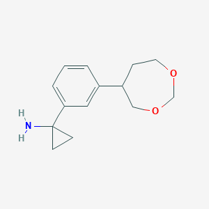 molecular formula C14H19NO2 B12621404 Cyclopropanamine, 1-[3-(1,3-dioxepan-5-yl)phenyl]- 