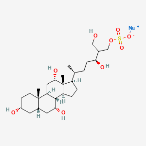 molecular formula C27H47NaO9S B1262177 sodium;[(3S,6R)-3-hydroxy-2-(hydroxymethyl)-6-[(3R,5S,7R,8R,9S,10S,12S,13R,14S,17R)-3,7,12-trihydroxy-10,13-dimethyl-2,3,4,5,6,7,8,9,11,12,14,15,16,17-tetradecahydro-1H-cyclopenta[a]phenanthren-17-yl]heptyl] sulfate 