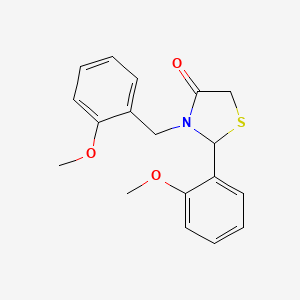 molecular formula C18H19NO3S B12621964 2-(2-Methoxyphenyl)-3-[(2-methoxyphenyl)methyl]-1,3-thiazolidin-4-one CAS No. 918538-38-2