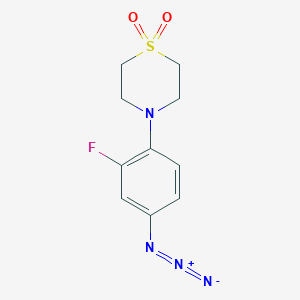 molecular formula C10H11FN4O2S B12622018 4-(4-Azido-2-fluorophenyl)-1lambda~6~,4-thiazinane-1,1-dione CAS No. 922142-75-4