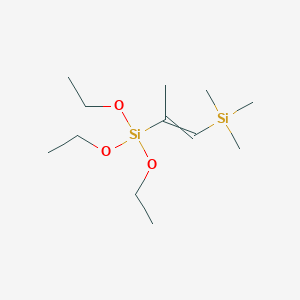 molecular formula C12H28O3Si2 B12622113 Triethoxy[1-(trimethylsilyl)prop-1-en-2-yl]silane CAS No. 921200-38-6