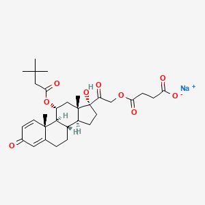molecular formula C31H41NaO9 B1262243 sodium;4-[2-[(8S,9S,10R,11R,13S,14S,17R)-11-(3,3-dimethylbutanoyloxy)-17-hydroxy-10,13-dimethyl-3-oxo-7,8,9,11,12,14,15,16-octahydro-6H-cyclopenta[a]phenanthren-17-yl]-2-oxoethoxy]-4-oxobutanoate 