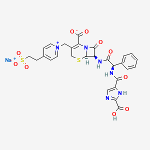 (6R,7R)-7-[[(2R)-2-[(2-carboxy-1H-imidazole-5-carbonyl)amino]-2-phenyl-acetyl]amino]-8-oxo-3-[[4-(2-sulfonatoethyl)pyridin-1-ium-1-yl]methyl]-5-thia-1-azabicyclo[4.2.0]oct-2-ene-2-carboxylate