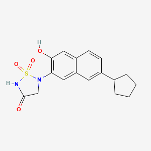 molecular formula C17H18N2O4S B12622467 1,2,5-Thiadiazolidin-3-one, 5-(7-cyclopentyl-3-hydroxy-2-naphthalenyl)-, 1,1-dioxide 
