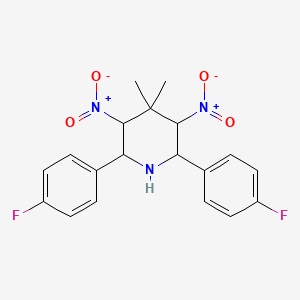 molecular formula C19H19F2N3O4 B12622630 2,6-Bis(4-fluorophenyl)-4,4-dimethyl-3,5-dinitropiperidine 