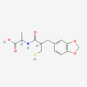 2-[[2-(1,3-Benzodioxol-5-ylmethyl)-3-sulfanylpropanoyl]amino]propanoic acid