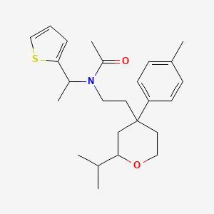molecular formula C25H35NO2S B12622756 N-[2-[4-(4-methylphenyl)-2-propan-2-yloxan-4-yl]ethyl]-N-(1-thiophen-2-ylethyl)acetamide 
