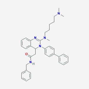 molecular formula C37H43N5O B1262288 N-benzyl-2-(3-(biphenyl-4-yl)-2-((5-(dimethylamino)pentyl)(methyl)amino)-3,4-dihydroquinazolin-4-yl)acetamide 
