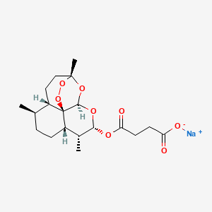 molecular formula C19H27NaO8 B1262291 sodium;4-oxo-4-[[(1R,4S,5R,8S,9R,10R,12R,13R)-1,5,9-trimethyl-11,14,15,16-tetraoxatetracyclo[10.3.1.04,13.08,13]hexadecan-10-yl]oxy]butanoate 