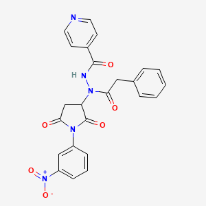 molecular formula C24H19N5O6 B12622915 N'-[1-(3-nitrophenyl)-2,5-dioxopyrrolidin-3-yl]-N'-(phenylacetyl)pyridine-4-carbohydrazide 