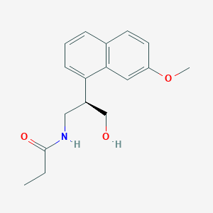 molecular formula C17H21NO3 B1262312 N-[(2R)-3-hydroxy-2-(7-methoxy-1-naphthyl)propyl]propionamide 