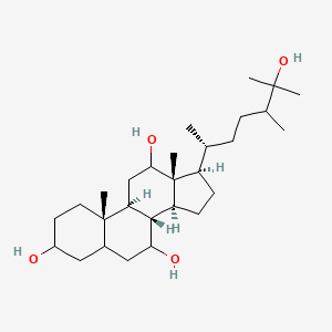 molecular formula C28H50O4 B1262326 (8R,9S,10S,13R,14S,17R)-17-[(2R)-6-hydroxy-5,6-dimethylheptan-2-yl]-10,13-dimethyl-2,3,4,5,6,7,8,9,11,12,14,15,16,17-tetradecahydro-1H-cyclopenta[a]phenanthrene-3,7,12-triol 