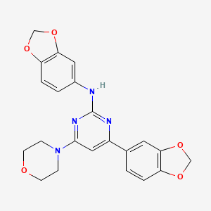 molecular formula C22H20N4O5 B12623632 N,4-Bis(2H-1,3-benzodioxol-5-yl)-6-(morpholin-4-yl)pyrimidin-2-amine CAS No. 915372-90-6