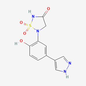 molecular formula C11H10N4O4S B12623745 1,2,5-Thiadiazolidin-3-one, 5-[2-hydroxy-5-(1H-pyrazol-4-yl)phenyl]-, 1,1-dioxide 