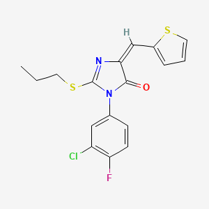 molecular formula C17H14ClFN2OS2 B1262394 (5E)-3-(3-chloro-4-fluorophenyl)-2-(propylthio)-5-(thien-2-ylmethylene)-3,5-dihydro-4H-imidazol-4-one 