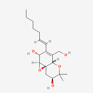 molecular formula C19H30O5 B1262408 (1aS,2R,4aS,7S,8aR)-3-[(E)-hept-1-enyl]-4-(hydroxymethyl)-6,6-dimethyl-2,4a,7,8-tetrahydro-1aH-oxireno[2,3-e]chromene-2,7-diol 