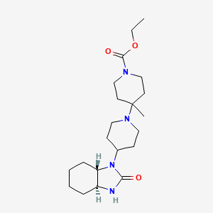 molecular formula C21H36N4O3 B1262416 ethyl 4-[4-[(3aS,7aS)-2-oxo-3a,4,5,6,7,7a-hexahydro-3H-benzoimidazol-1-yl]-1-piperidyl]-4-methyl-piperidine-1-carboxylate 