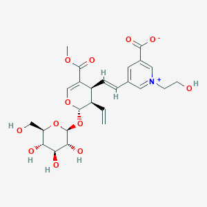5-[(E)-2-[(2S,3R,4S)-3-ethenyl-5-methoxycarbonyl-2-[(2S,3R,4S,5S,6R)-3,4,5-trihydroxy-6-(hydroxymethyl)oxan-2-yl]oxy-3,4-dihydro-2H-pyran-4-yl]ethenyl]-1-(2-hydroxyethyl)pyridin-1-ium-3-carboxylate