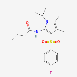 molecular formula C19H25FN2O3S B12624839 N-{3-[(4-fluorophenyl)sulfonyl]-4,5-dimethyl-1-(propan-2-yl)-1H-pyrrol-2-yl}butanamide 