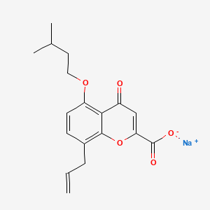molecular formula C18H19NaO5 B1262521 4H-1-Benzopyran-2-carboxylic acid, 5-(3-methylbutoxy)-4-oxo-8-(2-propenyl)-, sodium salt CAS No. 73899-70-4
